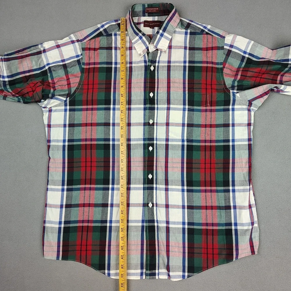 Vintage Ralph Lauren Button Down Shirt Men XL Plaid Long Sleeve Preppy Old Money